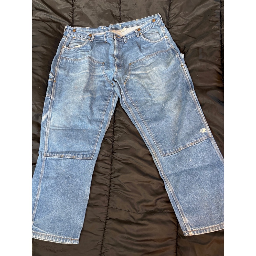 Key Imperial Mens Double Front Logger Jeans Blue Denim Carpenter Pants 44x30
